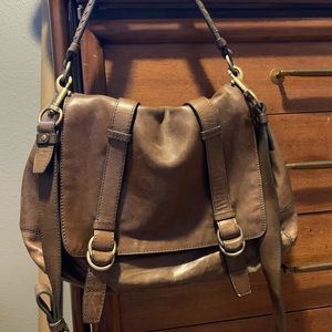 Cole Haan Brown Leather Buckle-Accent Shoulder Bag